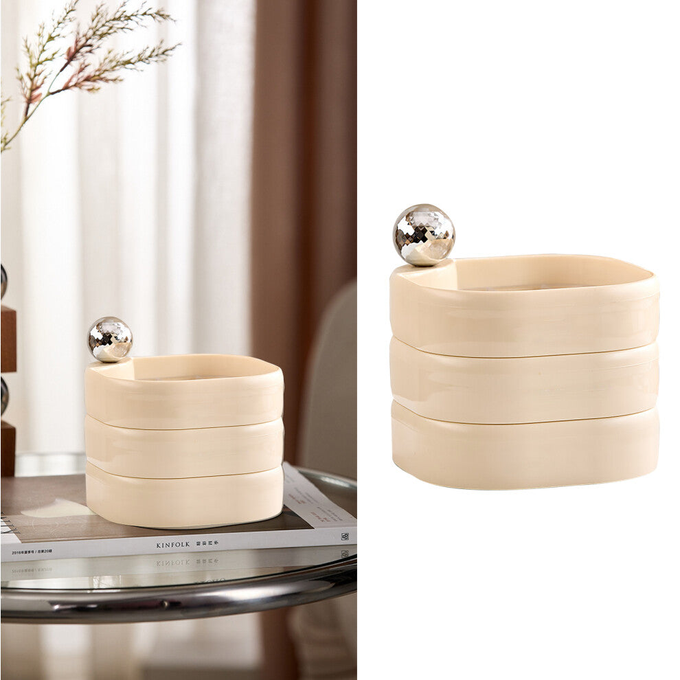 Rotatable Jewelry Box Multi Layer Plastic Anti Oxidation Delicate Rotating Jewelry Case for Bracelets Earrings Travel Cream