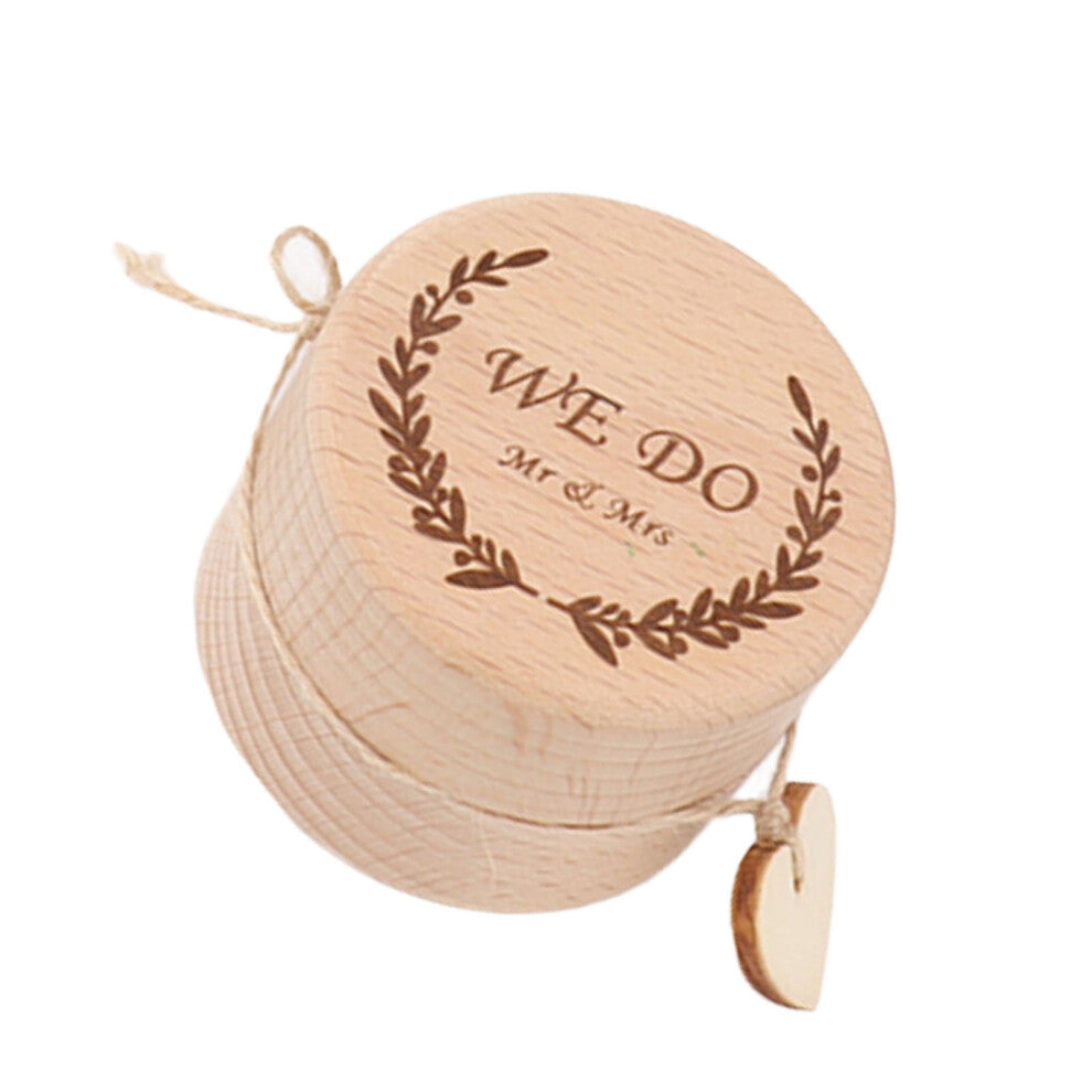 Wooden Ring Box Fashion Elegant Carved Portable Small Jewellery Box for Proposal Engagement Wedding