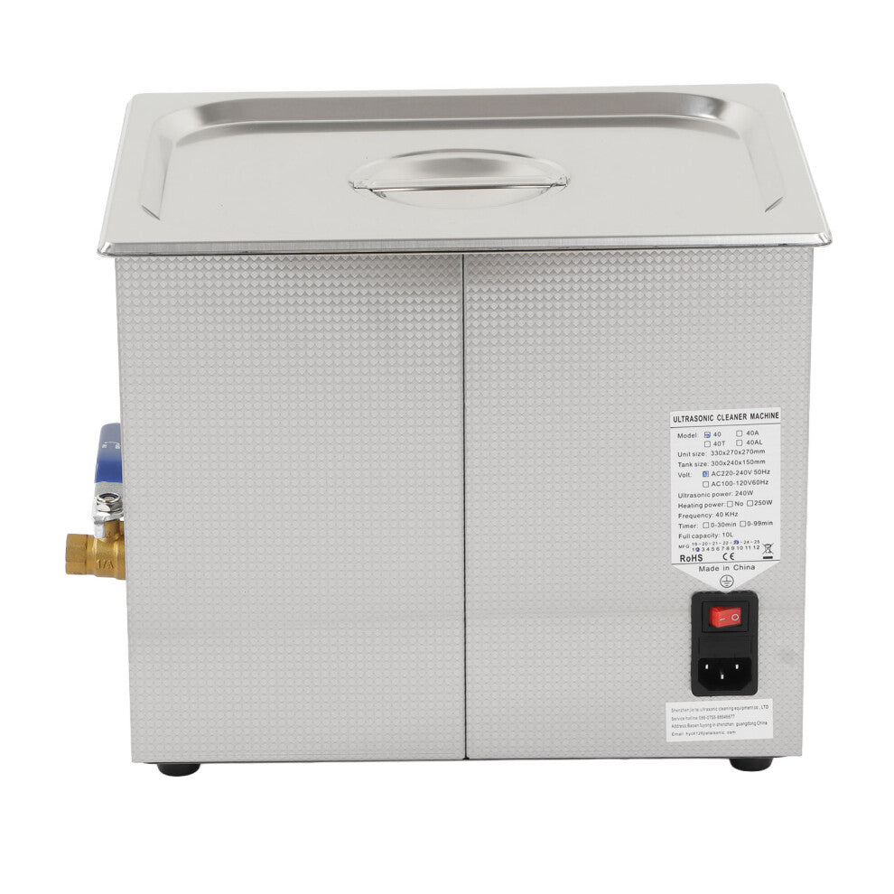 10L Ultrasonic Cleaning Machine Heating Power Adjustable Ultrasonic Washer with Basket