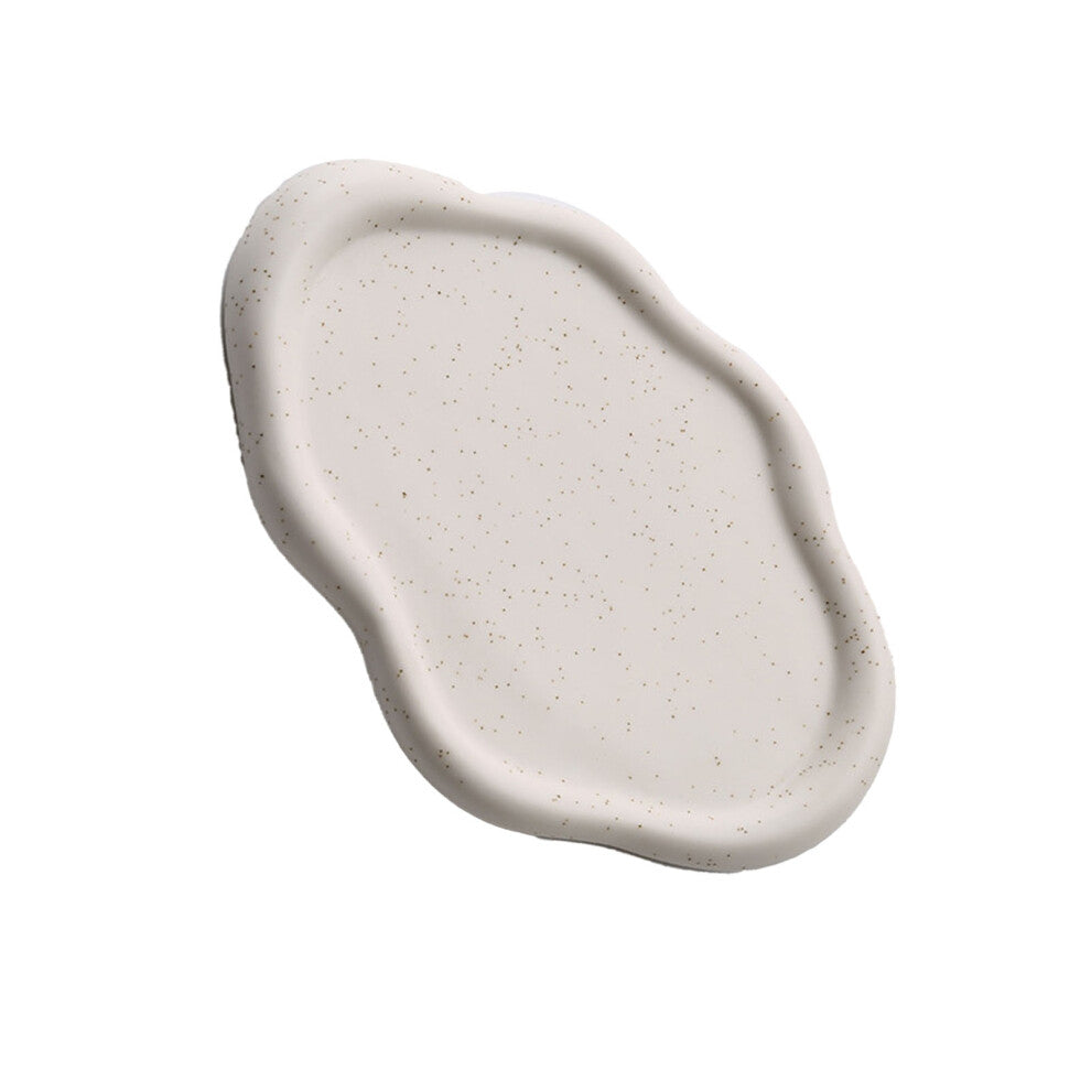 Jewelry Plate Ceramic Glossy Appearance Simple Modern Stylish Storage Tray for Home Gift White Oval