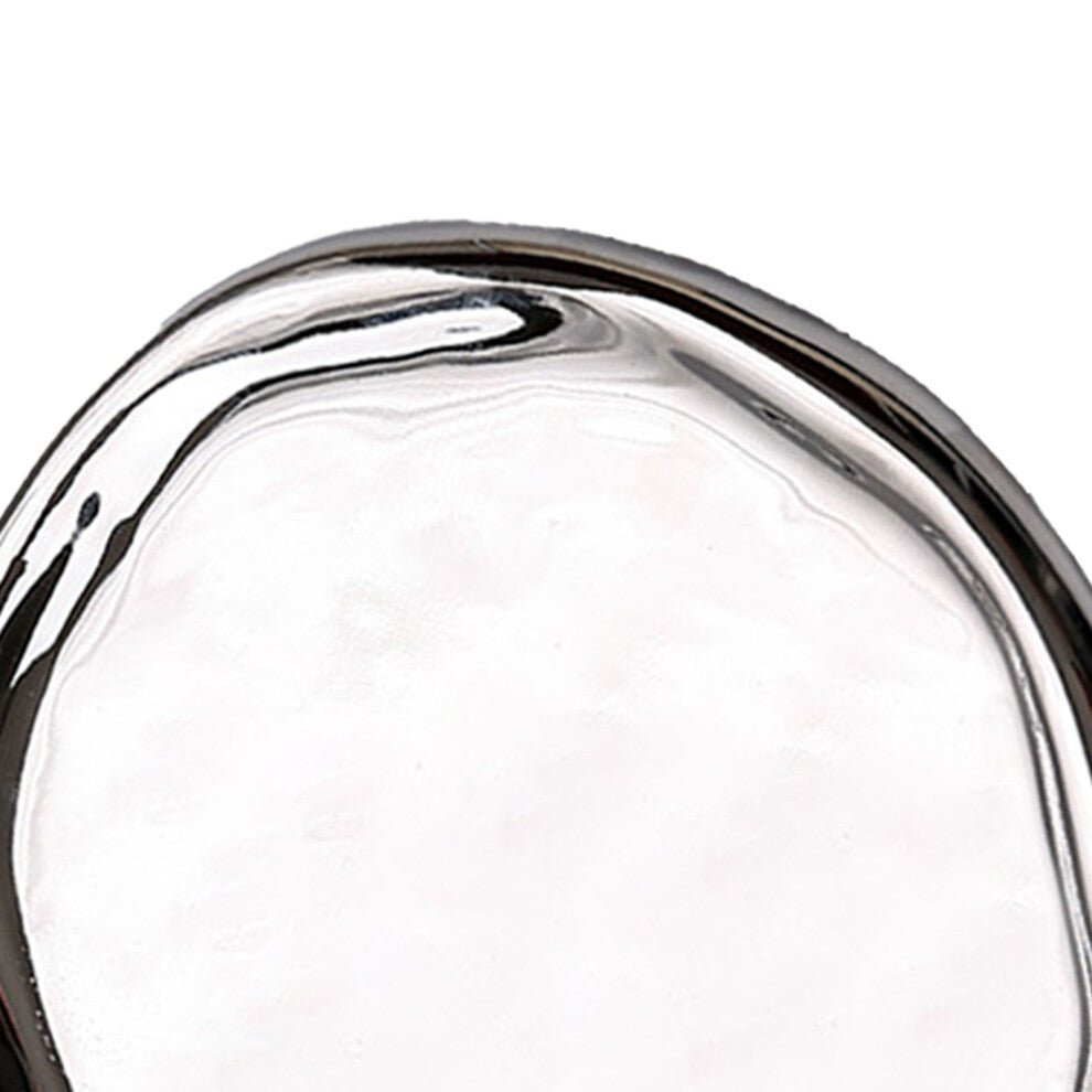 Jewelry Plate Ceramic Glossy Appearance Simple Modern Stylish Storage Tray for Home Gift Silver Round