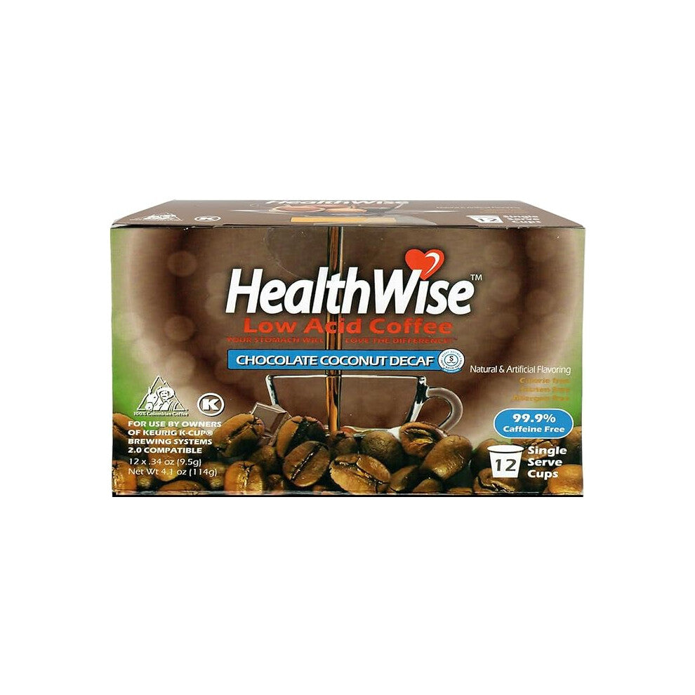 Healthwise Chocolate Coconut Decaf Low Acid Coffee K-Cups