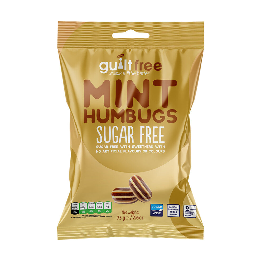 (Pack of 1) Sugar Free Mint Humbugs Sweets 75g Diabetic Treats