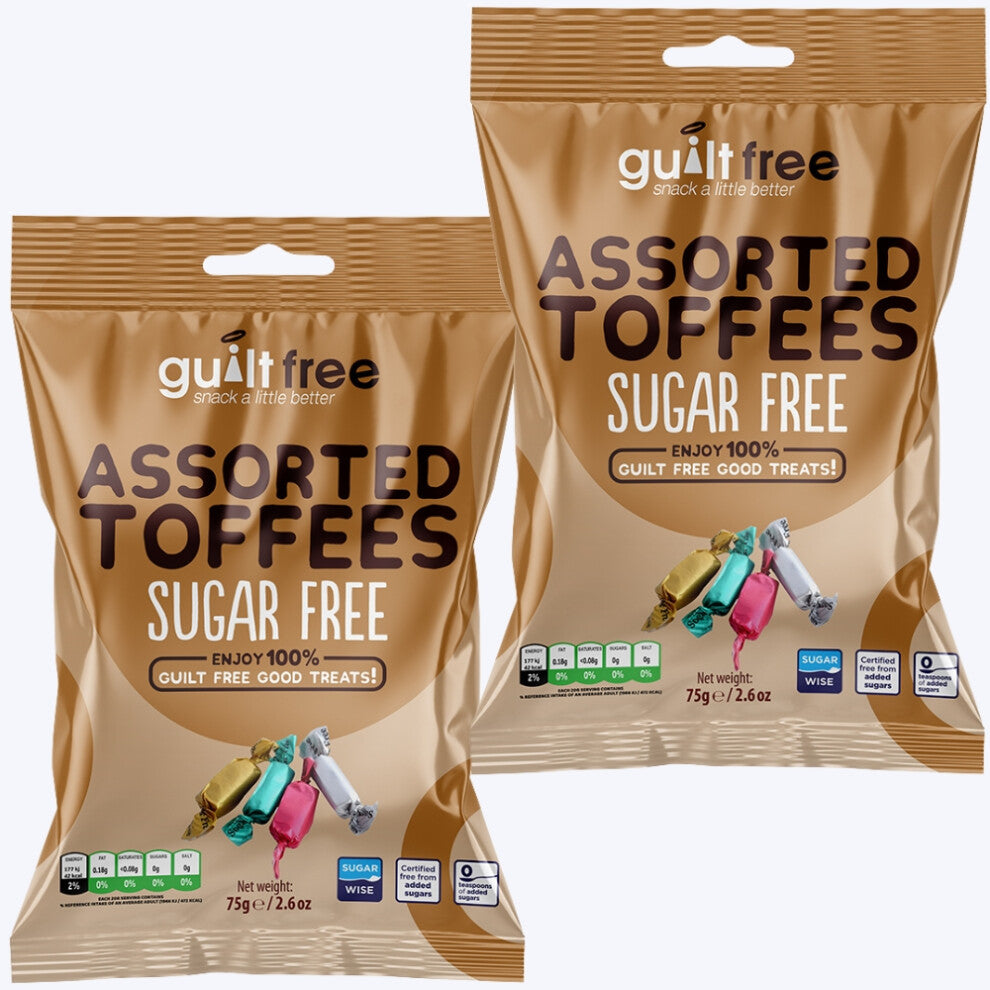 (Pack of 2) Sugar Free Assorted Toffees 75g Diabetic Treats