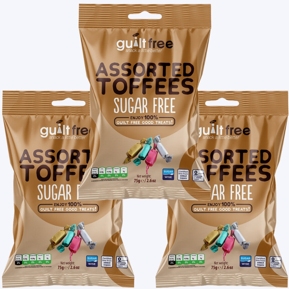 (Pack of 3) Sugar Free Assorted Toffees 75g Diabetic Treats