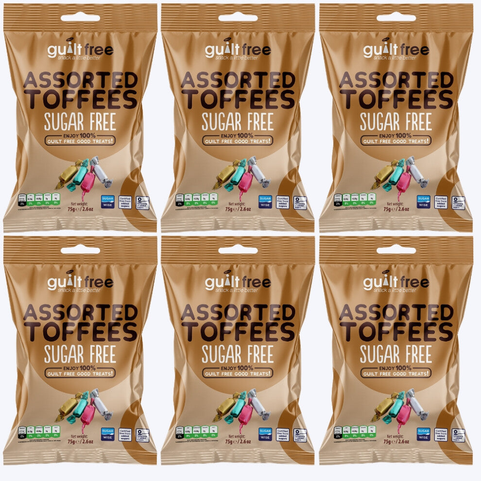 (Pack of 6) Sugar Free Assorted Toffees 75g Diabetic Treats