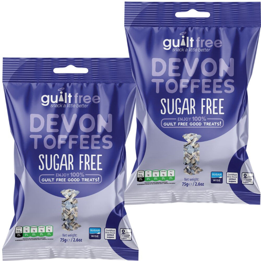 (Pack of 2) Sugar Free Devon Toffees 75g Diabetic Treats