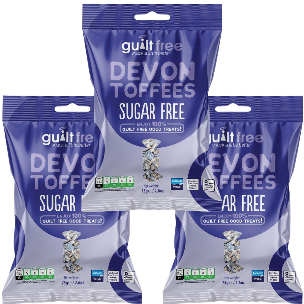 (Pack of 3) Sugar Free Devon Toffees 75g Diabetic Treats