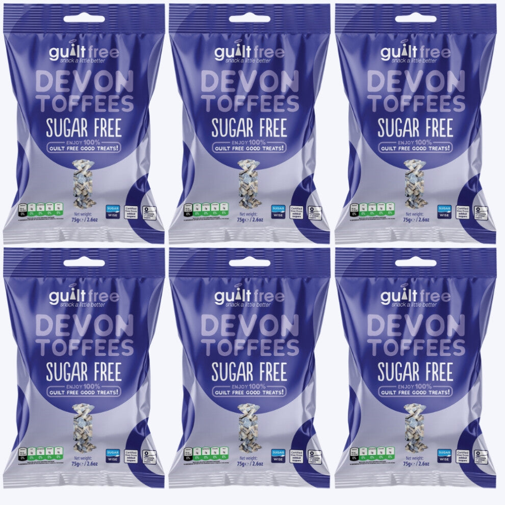 (Pack of 6) Sugar Free Devon Toffees 75g Diabetic Treats