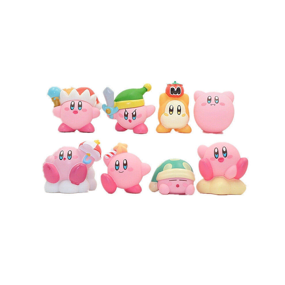 (A-8PCS) 8pcs-set Kirby The Forgotten Land Action Figure Top Caker and Decor Kids Gift