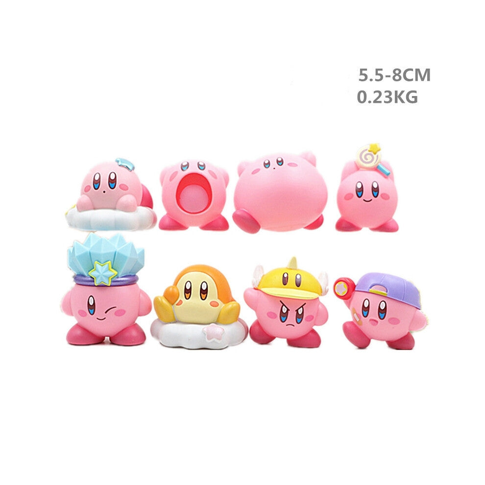 (B-8PCS) 8pcs-set Kirby The Forgotten Land Action Figure Top Caker and Decor Kids Gift