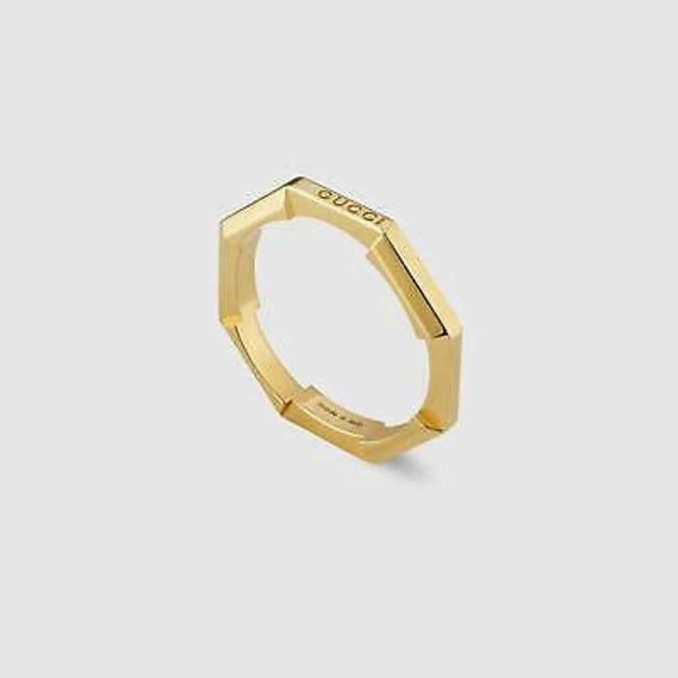 Gucci Link To Love 18ct Yellow Gold 3mm Mirrored Ring - Size 6