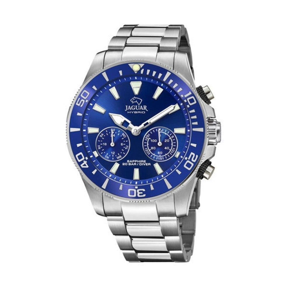 Jaguar Men's Hybrid Smartwatch - Model J888-1, Stainless Steel, Blue Dial