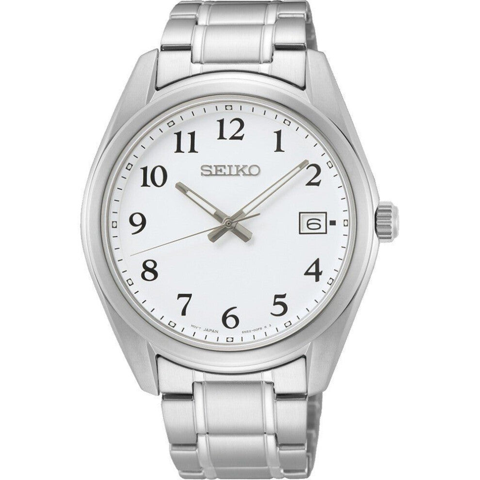 Seiko Sur459p1 Men's Quartz Watch, White Dial, Stainless Steel Bracelet1