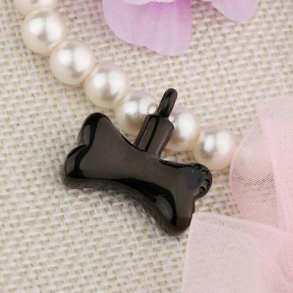 (Black, One size) Pet Paw Print Cremation Urn Locket Pendant Hold Dog-Cat Ashes Casket Jewelry - Black