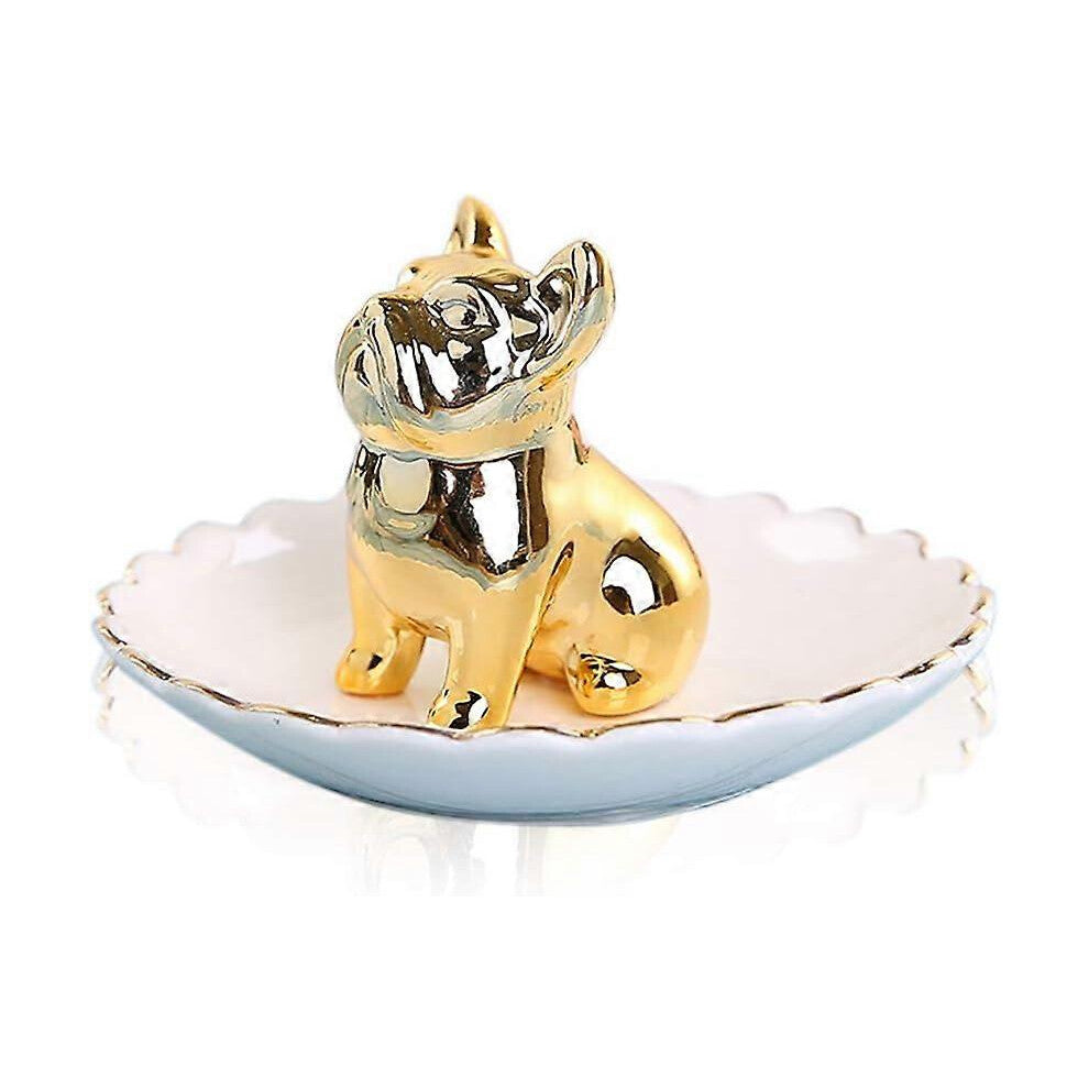 (As show, One size) Bulldog Ring Holder Plate Gift Mom Birthday Gift For Female Friend Girl Aunt Mom Bridesmaid Wedding Engagement