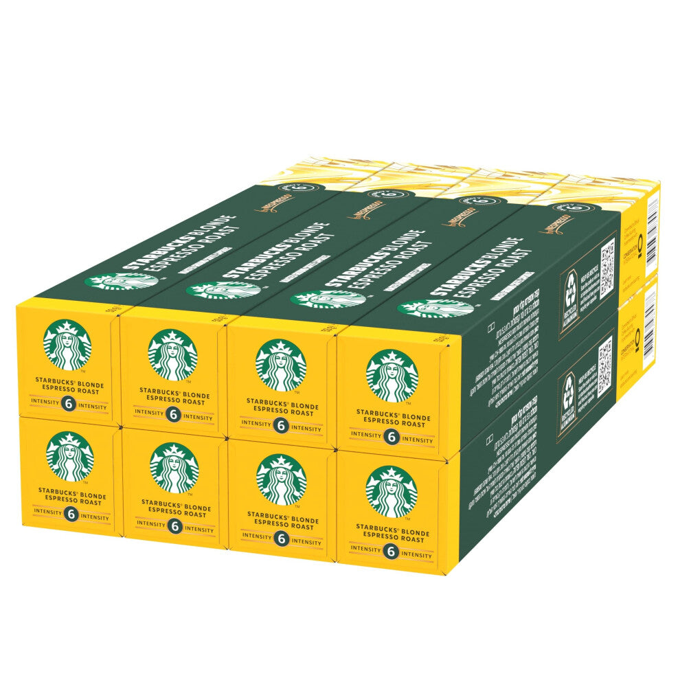 STARBUCKS Blonde Espresso Roast By Nespresso, Blonde Roast, Coffee Capsules 8 X 10 (80 Capsules)