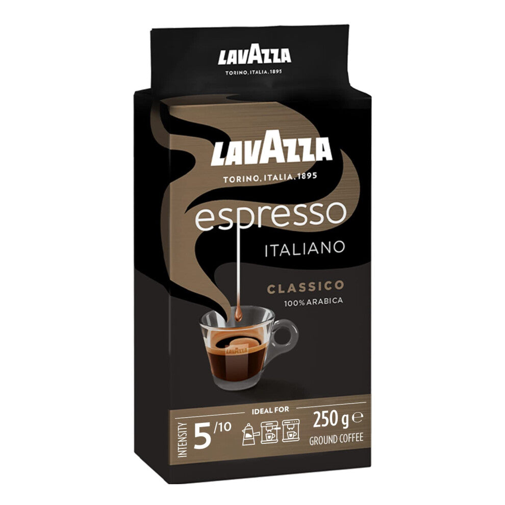 Lavazza, Espresso Italiano Classico, Ground Coffee, 10 Packs of 250g, Ideal for Moka Pot or Filtered Coffee, Sweet & Aromatic Taste, Intensity 5-10,