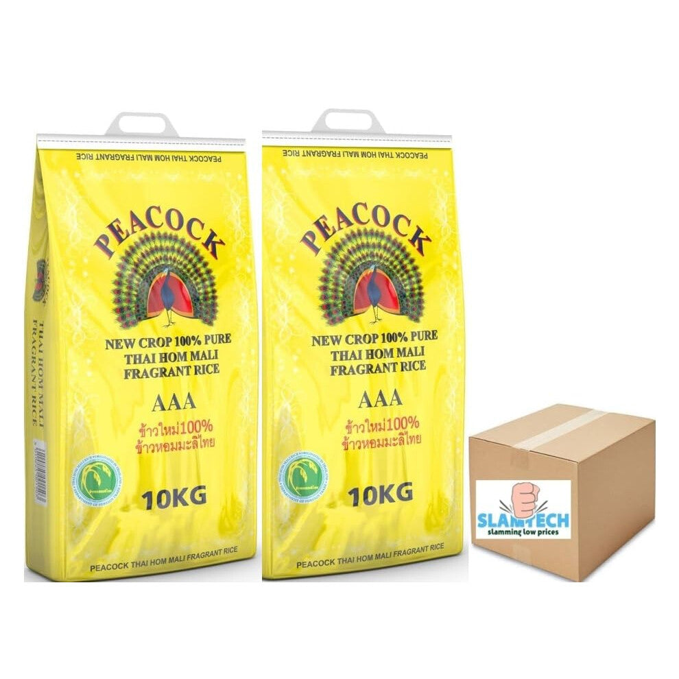 Peacock Thai Hom Mali Rice Fragrant Rice AAA 10KG (2 Bags)
