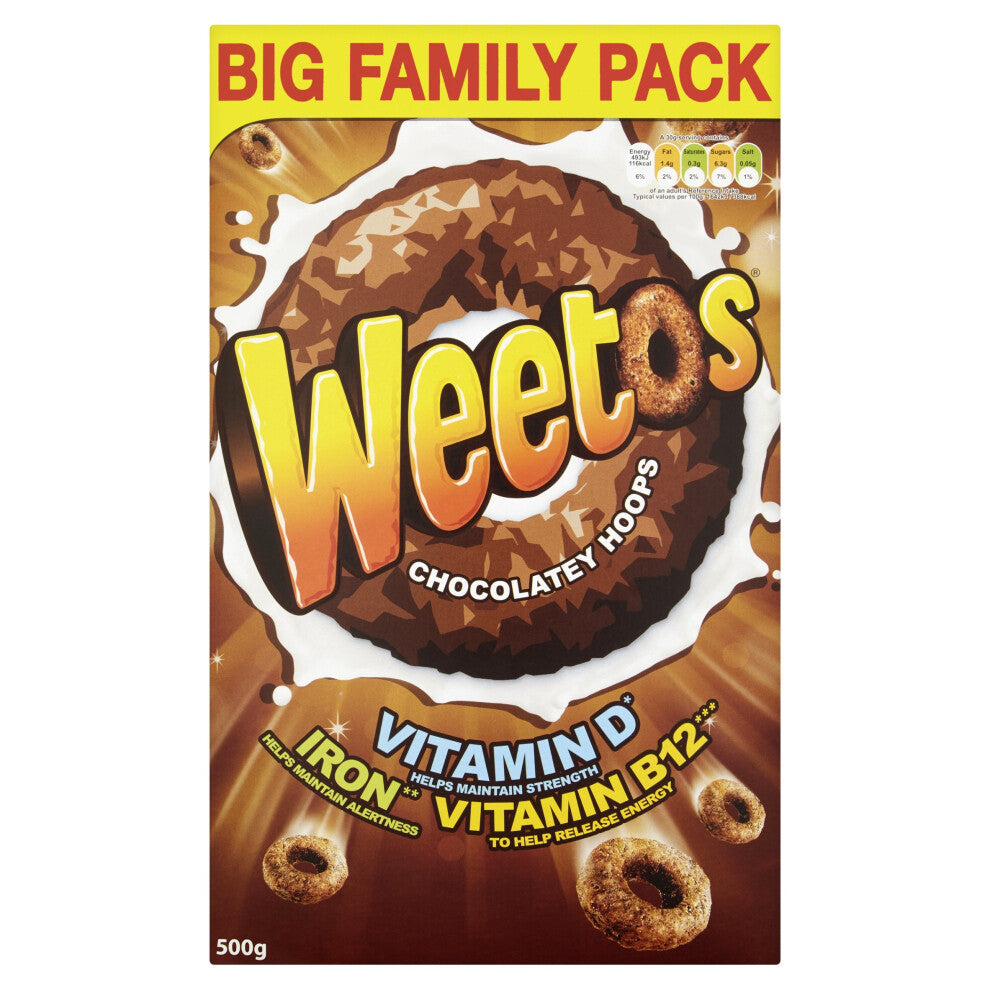 Weetabix Weetos Chocolatey Hoops 500 g (Pack of 8)