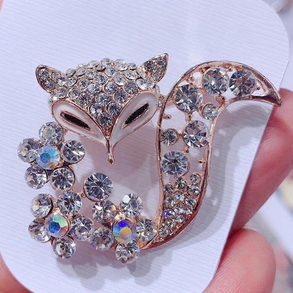 (As show, One size) Charm Fox Corsage,Rhinestone,Jewelry,Korean,for Decor Cardigan Backpacks Gift Lapel