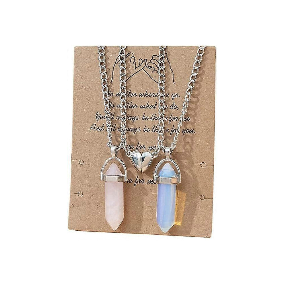 (As show, One size) Magnetic Couple Matching Split Heart Necklace Crystal Mutual Attraction Pendant Best Friends Friendship Jewelry Gift