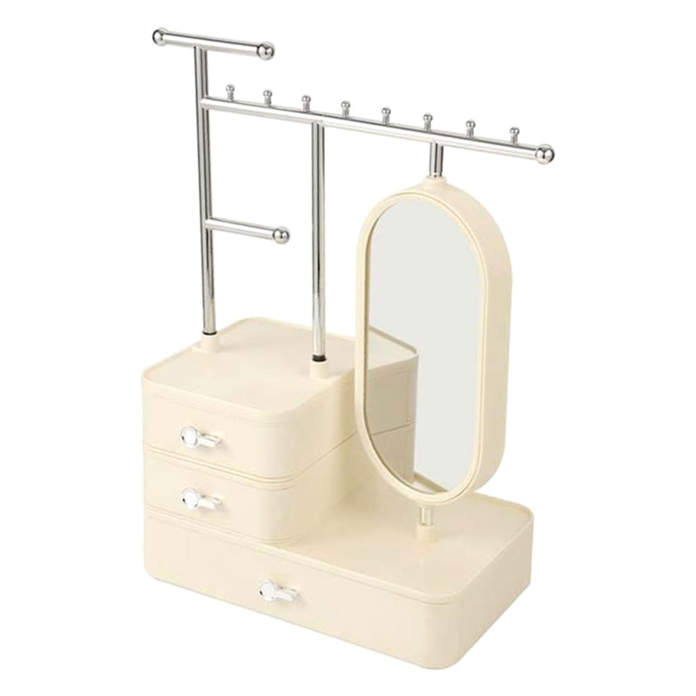 Jewelry Box Organizer with Mirror & Drawer, for Earrings, Bracelets-A