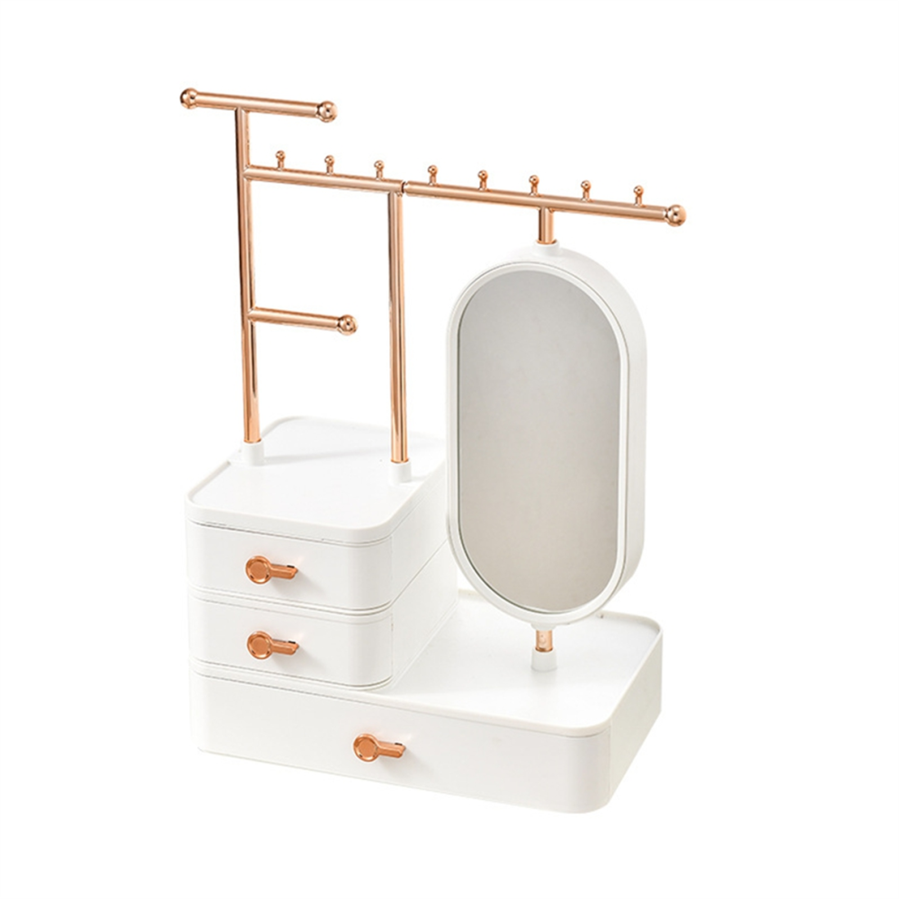 Jewelry Box Organizer with Mirror & Drawer, for Earrings, Bracelets-C