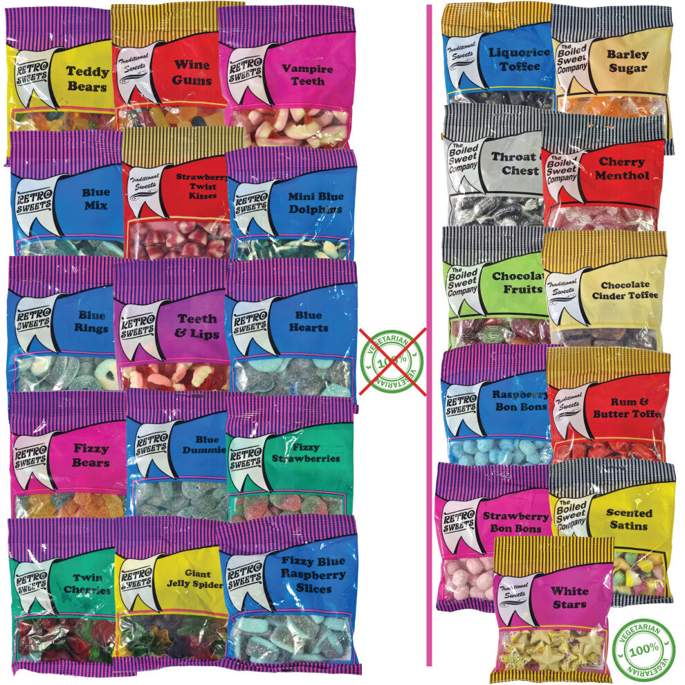 Bumper Retro Sweets Box 26 x Assorted Bags, Classic British Candy