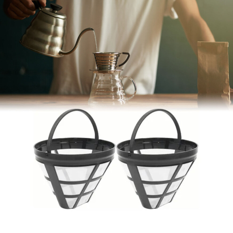 2PCS Reusable Coffee Filter Stainless Steel Nylon Effective Filtering Permanent Cone Coffee Maker Filter for Home