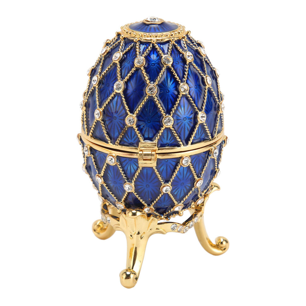 Trinket Box Removable Hinge Connection Zinc Alloy Egg Shape Shiny Glossy Jewlery Storage Box for Decorations