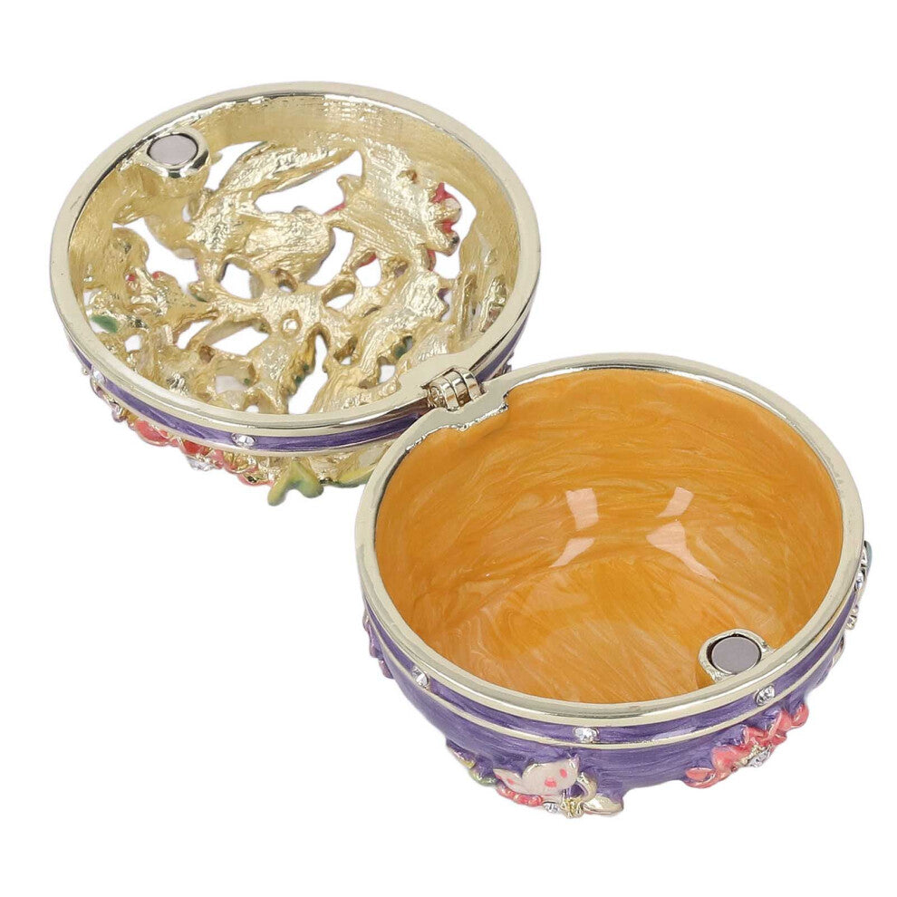 Trinket Boxes Exquisite Detail Texture Carved Purple Hinged Enameled Jewelry Box for Desktops Cars Decorations Gifts