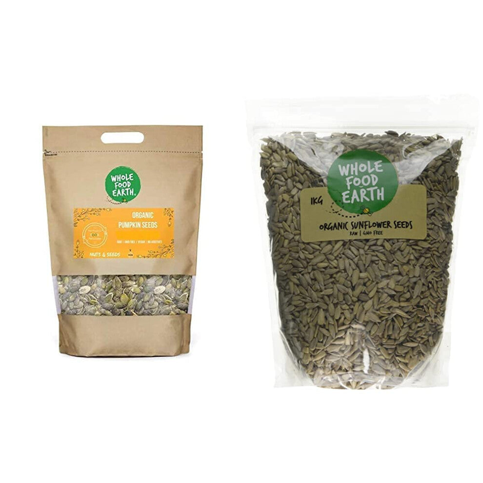 Wholefood Earth Organic Pumpkin Seeds, 1 kg & Organic Sunflower Seeds, 1 kg