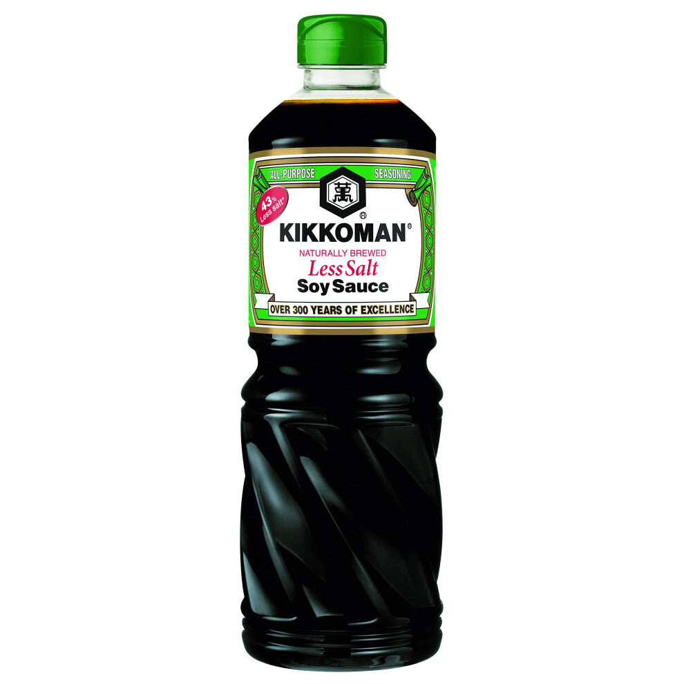 Kikkoman Less Salt Soy Sauce, 975 ml, (Pack of 6), Naturally Brewed