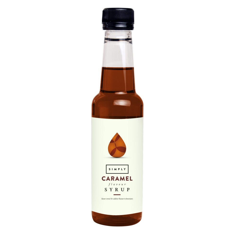 Simply Caramel Syrup, Vegan & Nut Free Flavoured Syrup for Coffee, Cocktails & Baking (250ml)