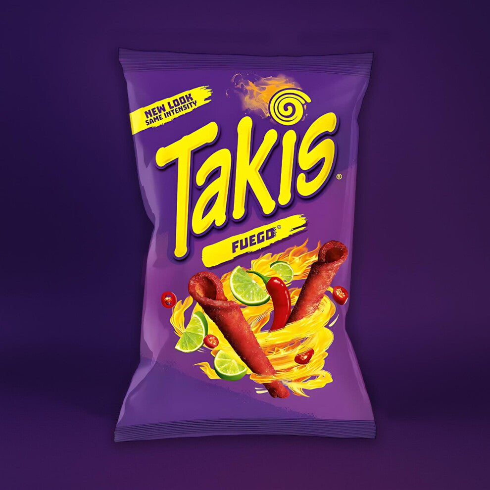 Takis Fuego Chips 180g | Hot Chilli Pepper & Lime Flavour Rolled Tortilla Chips | Extreme Heat Snack for Spice Lovers