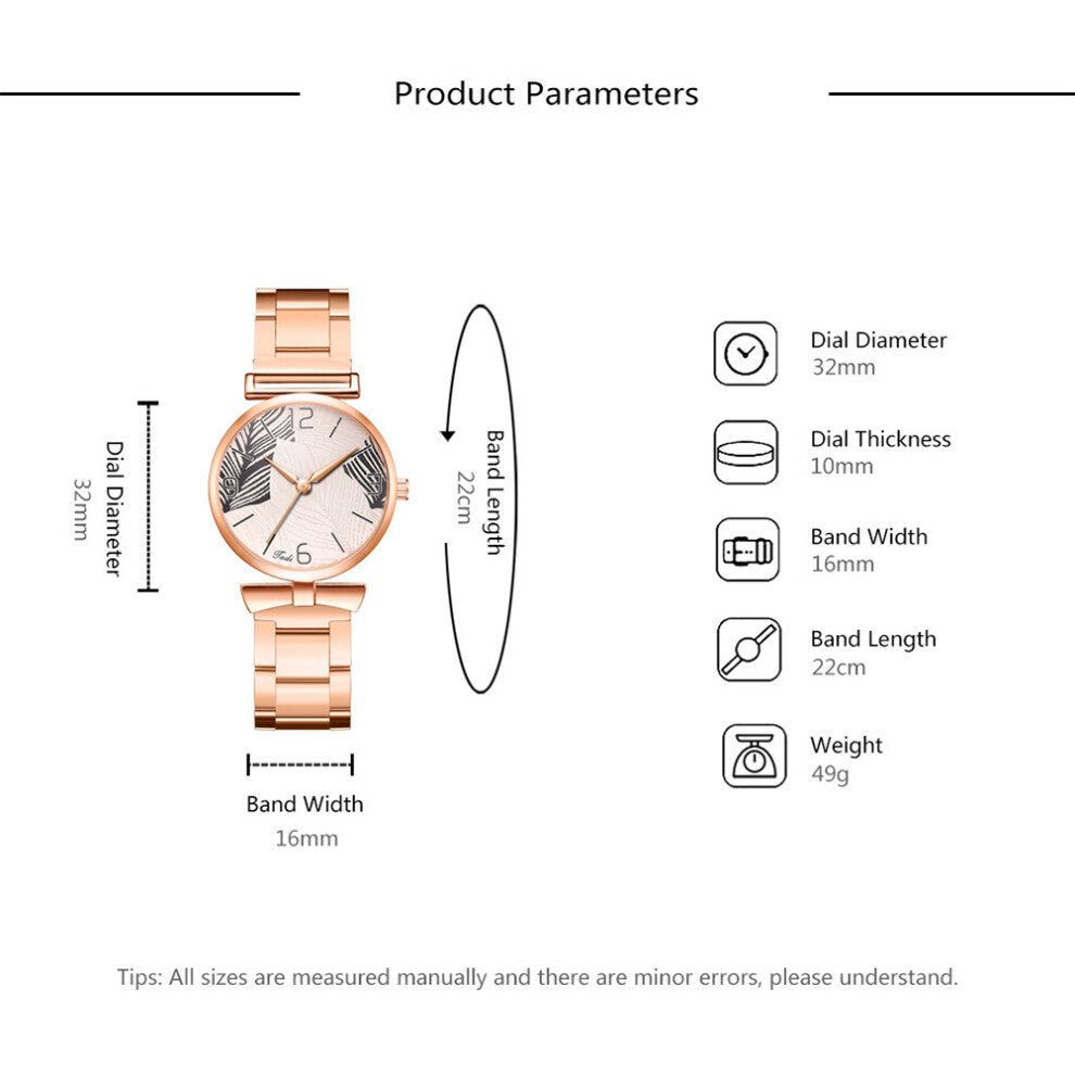 Fashionable Women Watches Bracelet Box Set Leaf Dial Clock Women Wrist Watches Star Bracelet