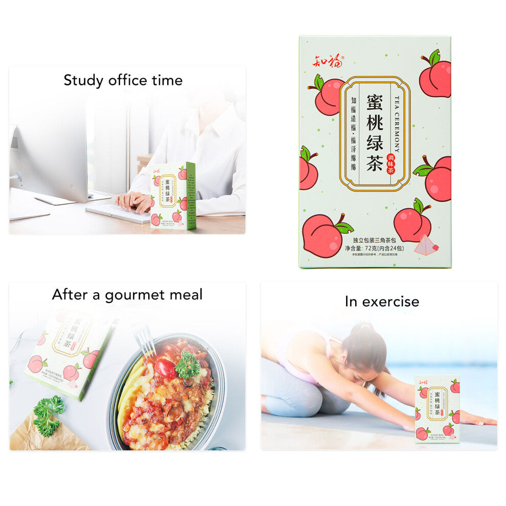 Peach Flavor Tea Bags Individually Packaged Healthy Natural Green Tea 24 Pack 72g