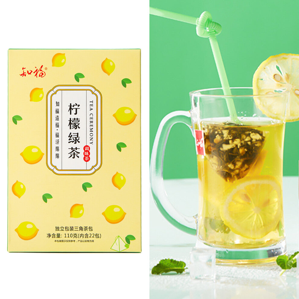 Lemon Green Tea Bags 22 Count Scented Tea Leisure Drinks for Morning Afternoon Free Time
