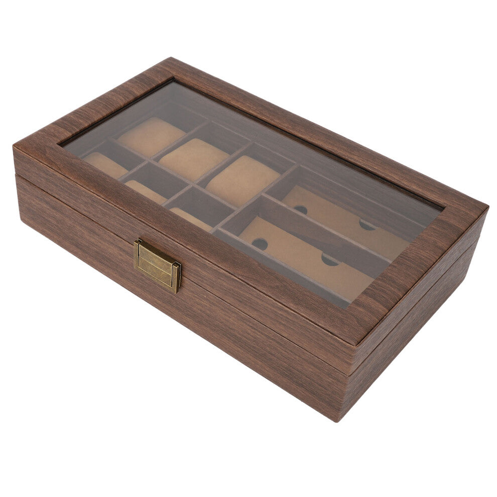 Wooden Watch Box Dustproof Waterproof Retro Wood Grain Watch Storage Organizer Multiple Watch Glasses Display Box