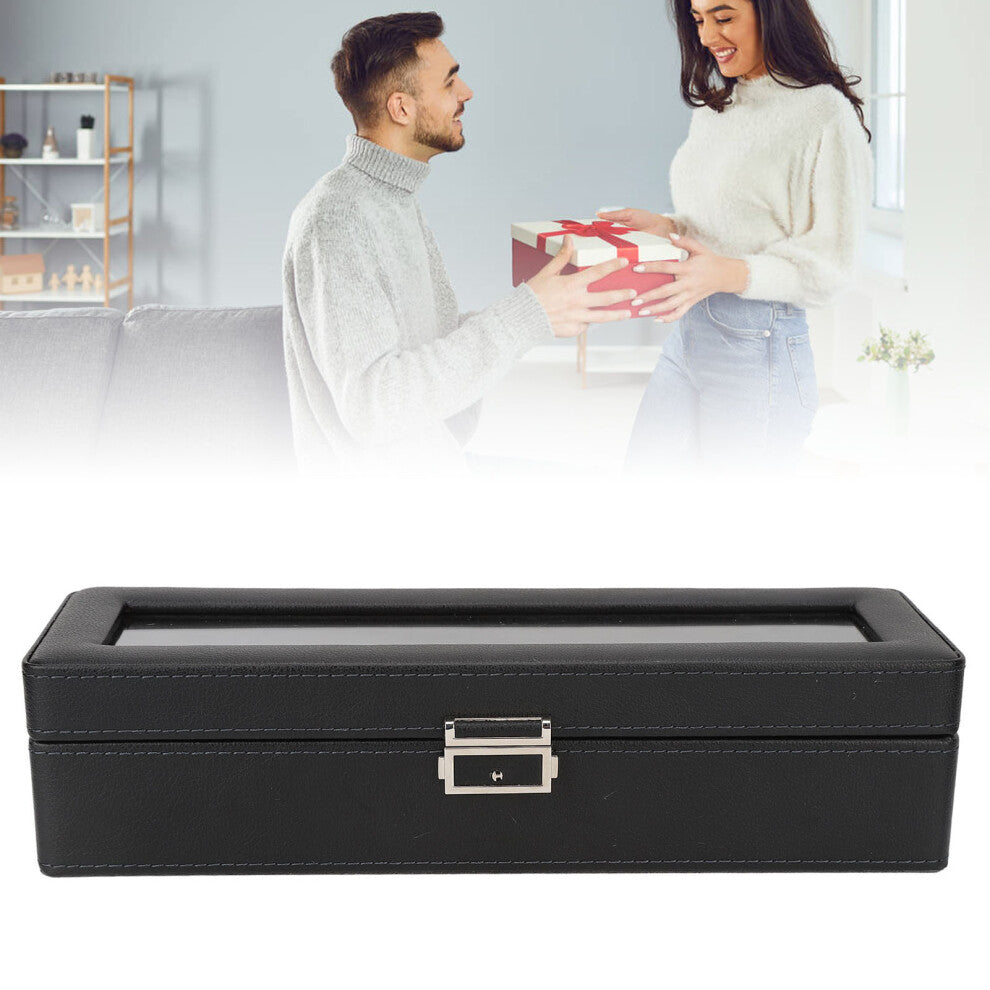 Watch Box 6 Compartments Glass Top 1 Layer Jewellery Storage Case for Carrying Display
