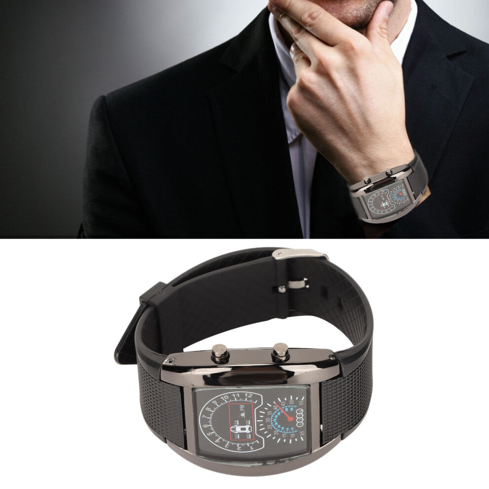 LED Display Aviation Watch High Accuracy Wrist Watches Comfortable Wearing LED Watch with Time and Date Display Black Shell Black Belt