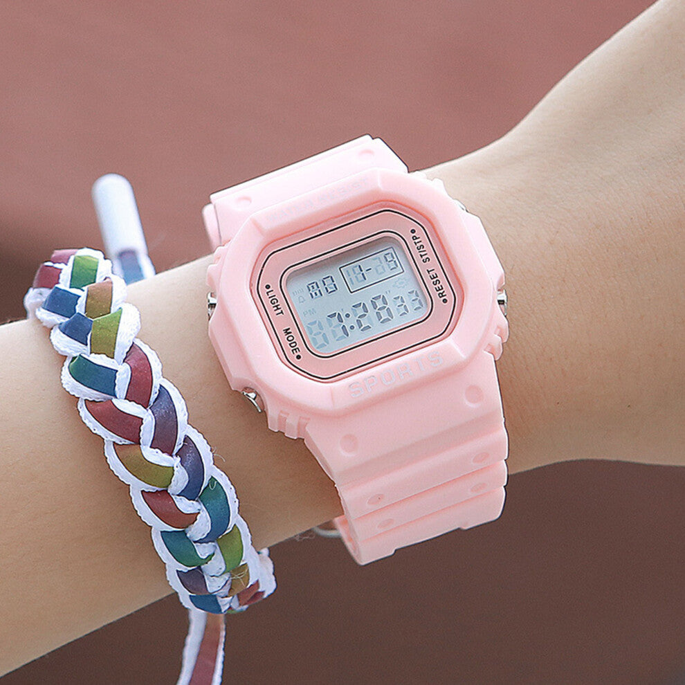 LED Electronic Sports Watch Waterproof Lightweight Luminous Smartwatch for Boys Girls Pink