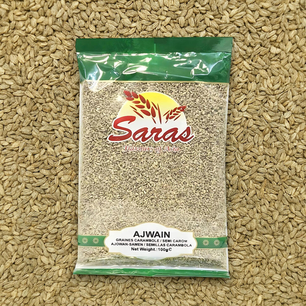 Saras Ajwain (Ajmo) Carom Seeds – 100g | Premium Whole Spice for Cooking & Digestion