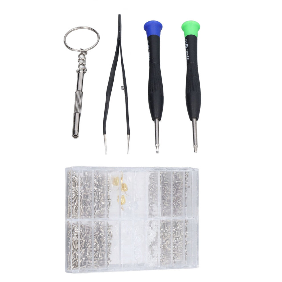 Eyeglass Repair Kit Tiny Stainless Steel Sunglass Screws Repair Kit with Screwdriver Tweezer for Watches Glasses