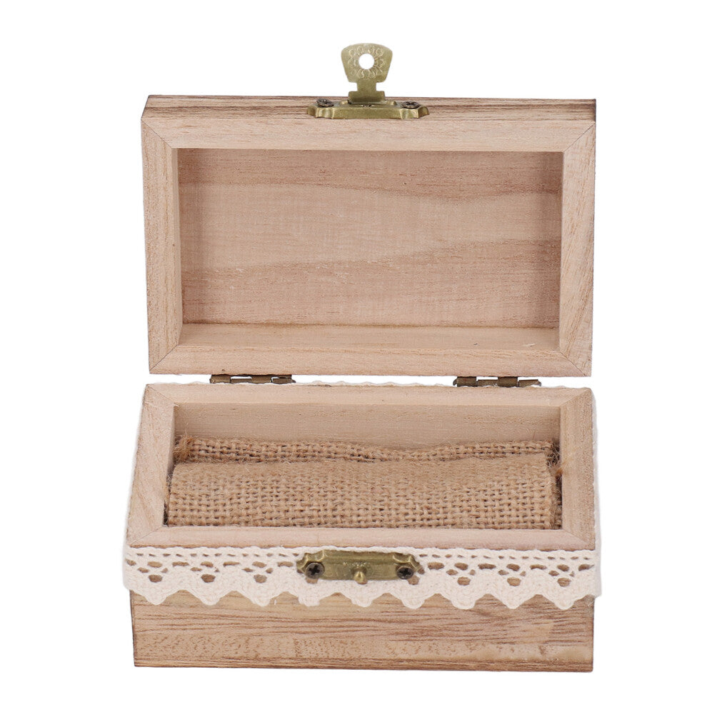 Wooden Ring Box Personality Country Style Wooden Ring Ornament Box With Lace For Engagement Wedding Anniversary