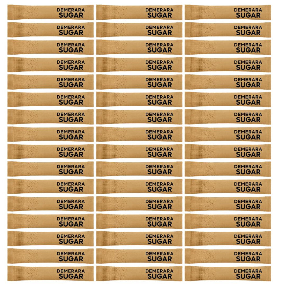 Demerara Brown Sugar Sticks x 125 - Individually Wrapped Premium Sugar for Coffee, Tea & Hot Drinks -  Ideal for Traveling