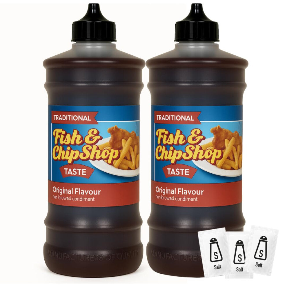 Drywite Traditional Chip Shop Vinegar 2 x 315ml - Maltflaven Non-Brewed Condiment - Authentic Fish & Chip Shop Taste - Ready-to-Use Vinegar - 3 Pack