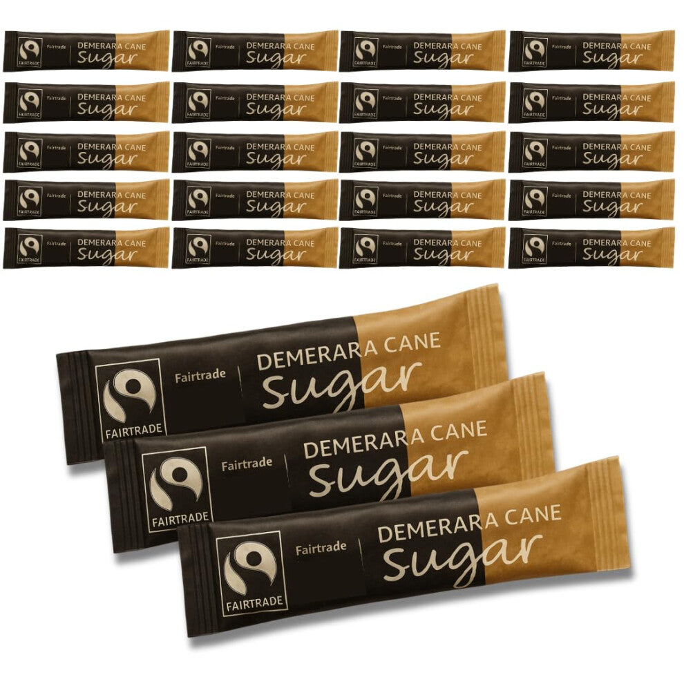 Brown Demerara Sugar Sticks x 50 - Individually Wrapped - Perfect for Travel, Offices, and Catering - WoodzyCo Exclusive