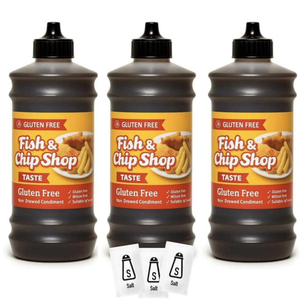 Traditional Gluten Free Chip Shop Vinegar 3 x 315ml - Maltflaven Non-Brewed Condiment - Authentic Fish & Chip Taste - Coeliac-Friendly - 3 Pack